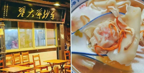 Chengdu red oil wontons served with spicy sauce, scallions, and sesame seeds