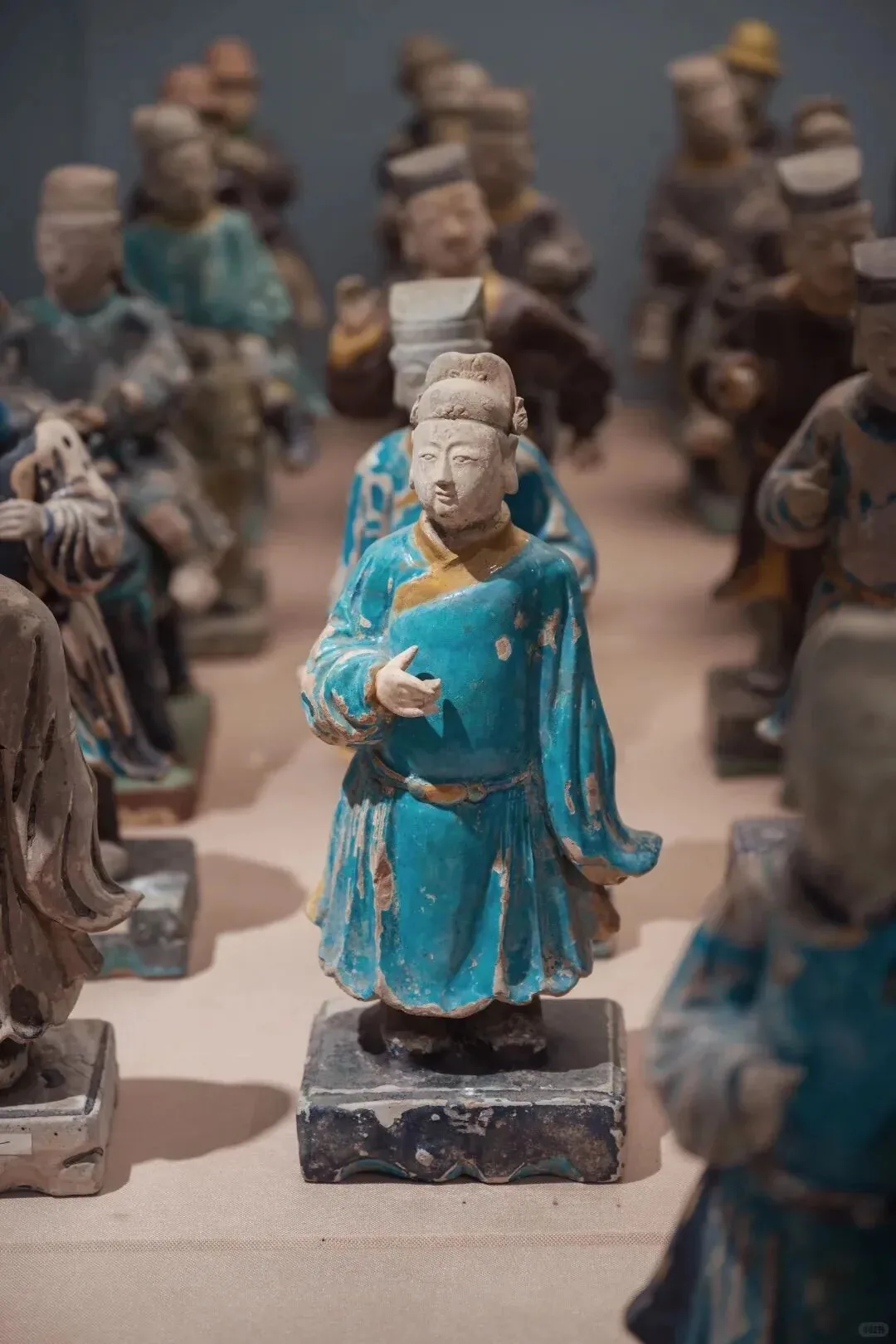 Ceramic figurines and relics exhibited at the Ming Shu Prince Tomb museum