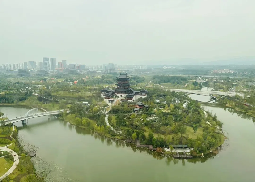 Beautiful landscaped garden at Chengdu World Horticultural Exhibition Park