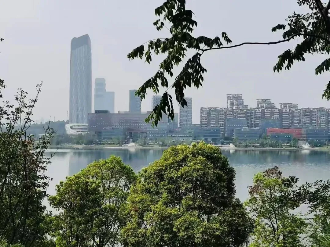 Hilltop viewing platform overlooking Xinglong Lake and Science City