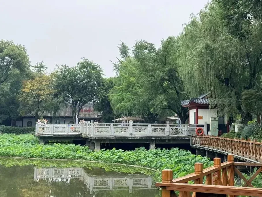 Wenhua Park entrance with seasonal flower displays