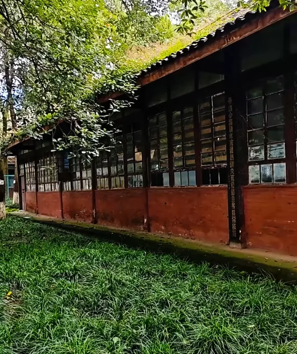 Longcang Temple architecture with glazed screen wall and stone bridge
