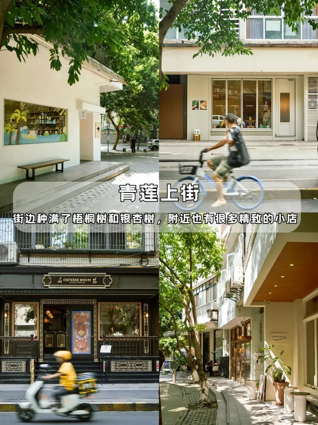 Independent bookstore and small shops along Qinglian Shangjie