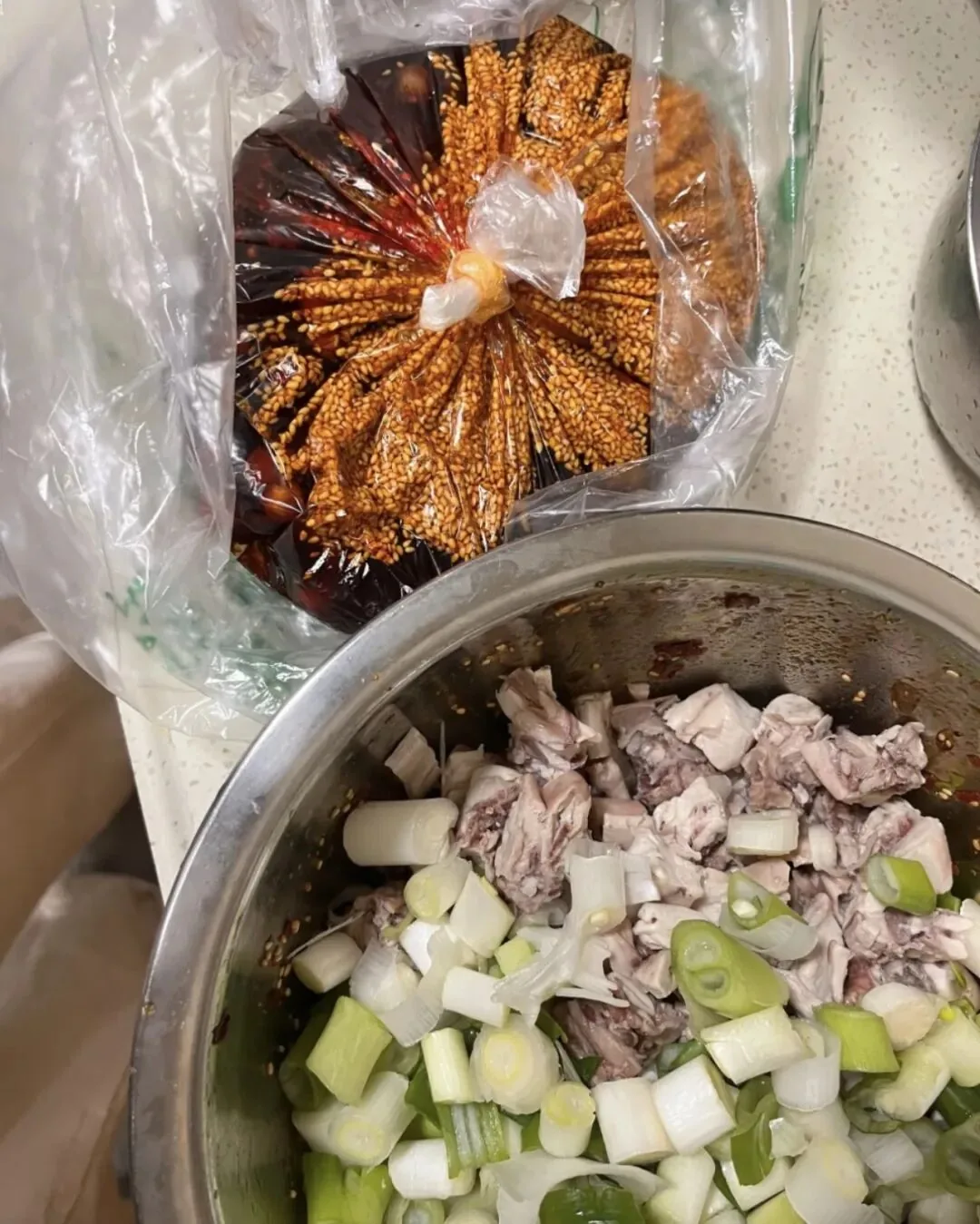 Brine rabbit, cold-mixed lung slices, and rabbit liver on display